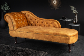 Lenoška Chesterfield 170cm - hořčicově žlutý samet